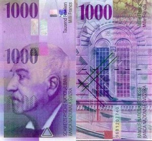 1000 Swiss Franc Note