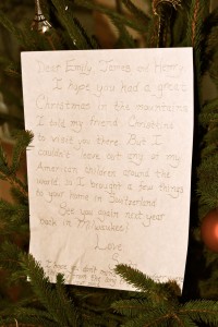 Santa's note on our tree